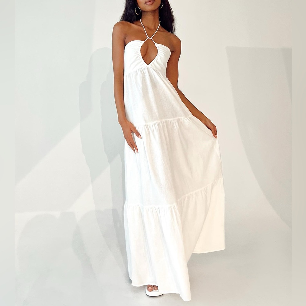 Princess Polly Lincoln maxi dress white